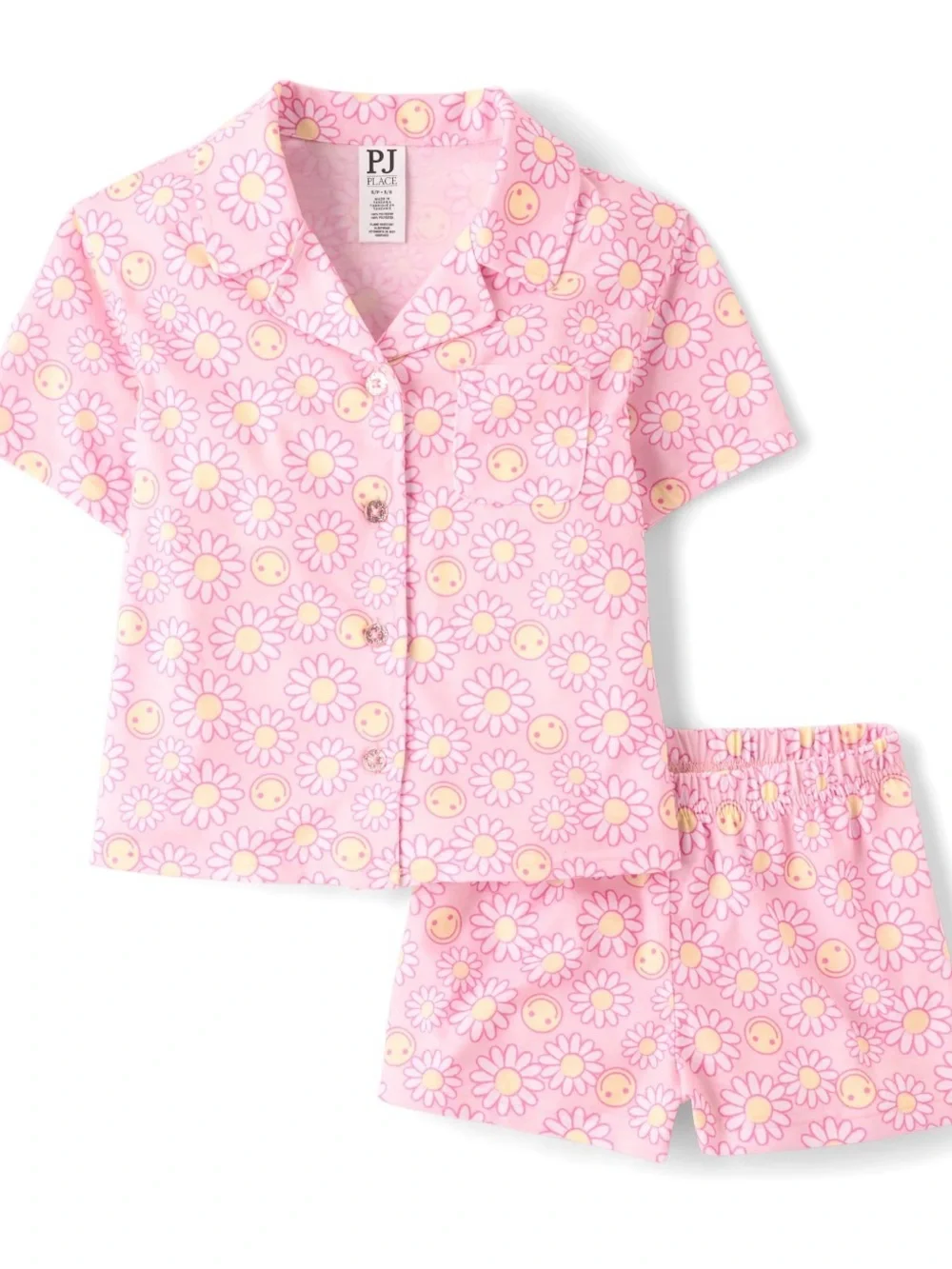 Place Pink Daisy Smile Short Pajama Set for Kids